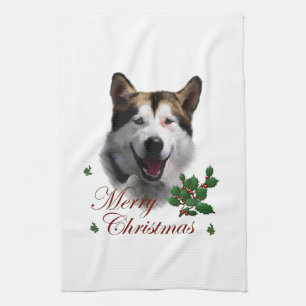 Alaskan Malamute Christmas Handtuch