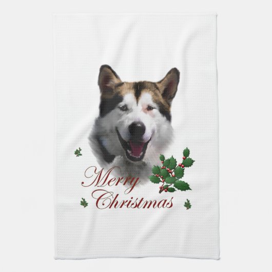 Alaskan Malamute Christmas Handtuch (Vertikal)