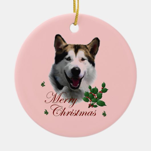 Alaskan Malamute Christmas Keramik Ornament (Vorne)