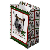 Alaskan Malamute Christmas Mittlere Geschenktüte (Rückseite Schrägansicht)