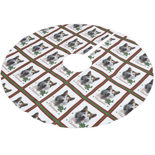 Alaskan Malamute Christmas Polyester Weihnachtsbaumdecke (Schrägansicht)