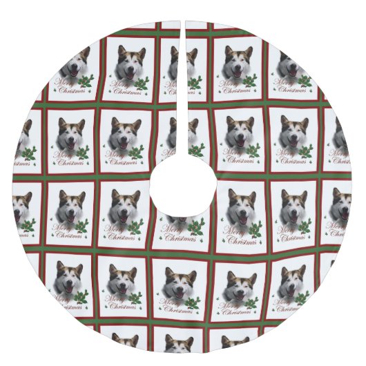 Alaskan Malamute Christmas Polyester Weihnachtsbaumdecke (Vorderseite)