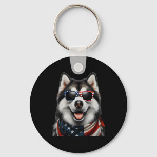 Alaskan Malamute Dog 4. Juli American Incepend Schlüsselanhänger