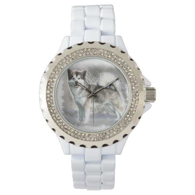 Alaskan Malamute Dog Art Armbanduhr (Vorderseite)