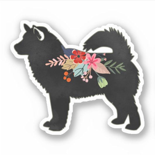 Alaskan Malamute Dog Boho Silhouette Aufkleber (Vorderseite)