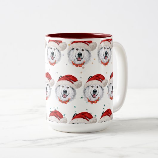Alaskan Malamute Dog Breed Christmas Stars Zweifarbige Tasse (VorderseiteRechts)