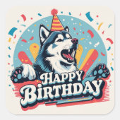 Alaskan Malamute Dog Colorful Quadratischer Aufkleber (Vorderseite)