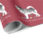 Alaskan Malamute Dog Frohe Weihnachtsgestaltung Geschenkpapier (Rolleneckpunkt)