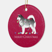 Alaskan Malamute Dog Frohe Weihnachtsgestaltung Keramik Ornament (Links)
