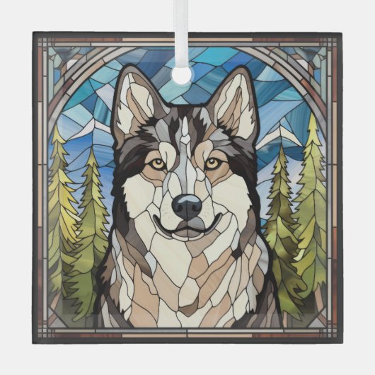 Alaskan Malamute Dog Glass Ornament (Vorderseite)