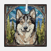 Alaskan Malamute Dog Glass Ornament (Rückseite)