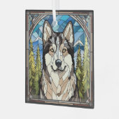 Alaskan Malamute Dog Glass Ornament Aus Glas (Vorderseite links)