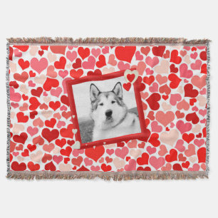 Alaskan Malamute Dog Heart Throw Blanket Decke