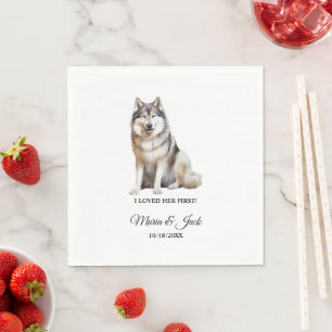 Alaskan Malamute Dog I liebte ihre erste Hochzeit Serviette