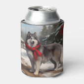 Alaskan Malamute Dog im Schnee Weihnachten Dosenkühler (Kanne Vorderseite)
