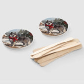 Alaskan Malamute Dog im Schnee Weihnachten Fächer (Non-assembled)