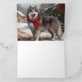 Alaskan Malamute Dog im Schnee Weihnachten Karte (Innenseite)