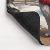 Alaskan Malamute Dog im Schnee Weihnachten Mousepad (Ecke)