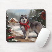 Alaskan Malamute Dog im Schnee Weihnachten Mousepad (Mit Mouse)