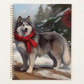 Alaskan Malamute Dog im Schnee Weihnachten Planer (Vorderseite)