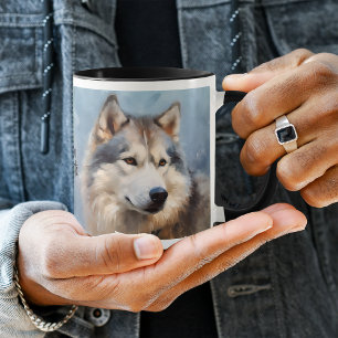 Alaskan Malamute Dog Impressionistischer Paint Tasse