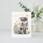 Alaskan Malamute Dog Mama Floral Postkarte (Stehend Vorderseite)