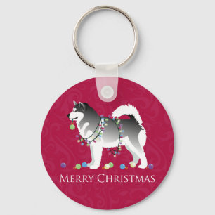 Alaskan Malamute Dog Merry Christmas Design Schlüsselanhänger