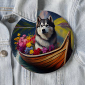 Alaskan Malamute Dog on Paddle: Ein Landschaftlich Button (Beispiel)
