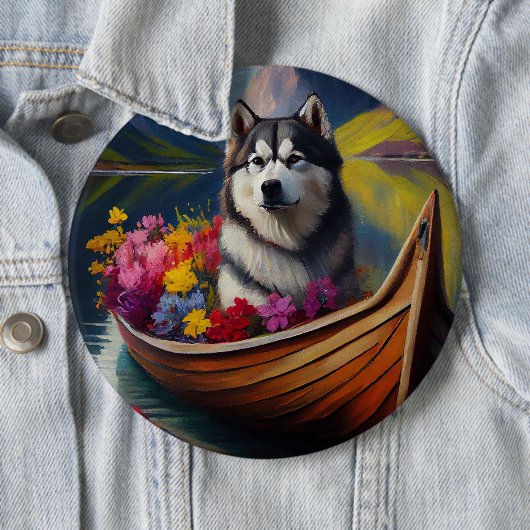Alaskan Malamute Dog on Paddle: Ein Landschaftlich Button (Beispiel)