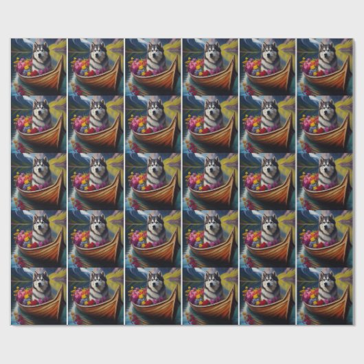 Alaskan Malamute Dog on Paddle: Ein Landschaftlich Geschenkpapier (Flach)