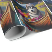 Alaskan Malamute Dog on Paddle: Ein Landschaftlich Geschenkpapier (Rolleneckpunkt)