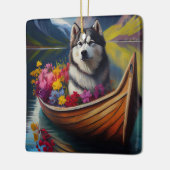 Alaskan Malamute Dog on Paddle: Ein Landschaftlich Keramikornament (Links)