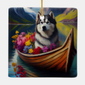 Alaskan Malamute Dog on Paddle: Ein Landschaftlich Keramikornament (Rückseite)