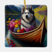 Alaskan Malamute Dog on Paddle: Ein Landschaftlich Keramikornament (Vorderseite)