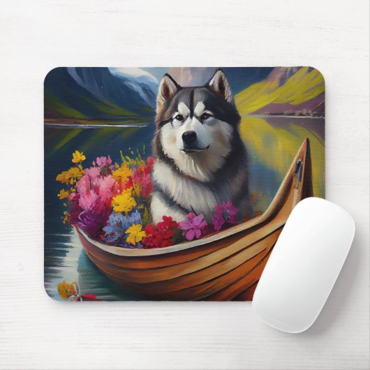 Alaskan Malamute Dog on Paddle: Ein Landschaftlich Mousepad (Mit Mouse)