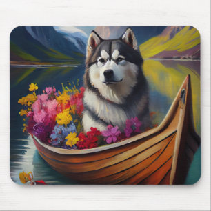 Alaskan Malamute Dog on Paddle: Ein Landschaftlich Mousepad