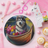Alaskan Malamute Dog on Paddle: Ein Landschaftlich Pappteller (Party)