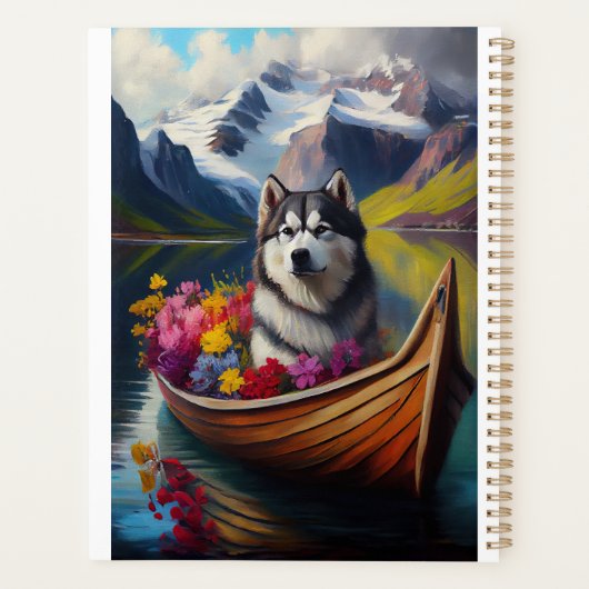 Alaskan Malamute Dog on Paddle: Ein Landschaftlich Planer (Rückseite)