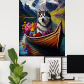 Alaskan Malamute Dog on Paddle: Ein Landschaftlich Poster (Heimbüro)