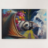 Alaskan Malamute Dog on Paddle: Ein Landschaftlich Puzzle (Horizontal)