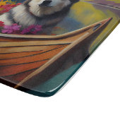 Alaskan Malamute Dog on Paddle: Ein Landschaftlich Schneidebrett (Ecke)