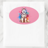 Alaskan Malamute Dog Ovaler Aufkleber (Tasche)