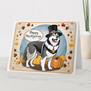 Alaskan Malamute Dog Pilgrim Happy Thanksgiving Karte