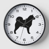 Alaskan Malamute Dog Rasse Silhouette Uhr (Vorderseite)