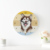 Alaskan Malamute Dog Retro Sunset Clock Große Wanduhr (Zuhause)