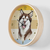 Alaskan Malamute Dog Retro Sunset Clock Uhr (Winkel)