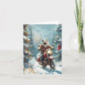 Alaskan Malamute Dog Riding Motorrad Weihnachten Karte (Vorderseite)