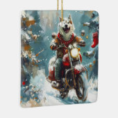Alaskan Malamute Dog Riding Motorrad Weihnachten Keramikornament (Rechts)