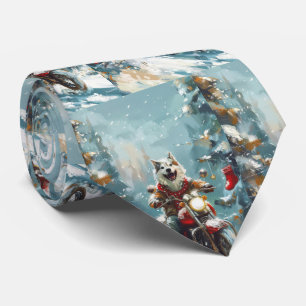 Alaskan Malamute Dog Riding Motorrad Weihnachten Krawatte