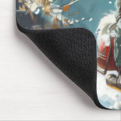 Alaskan Malamute Dog Riding Motorrad Weihnachten Mousepad (Ecke)